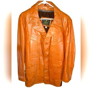 70's Western leather mens blazer size 42